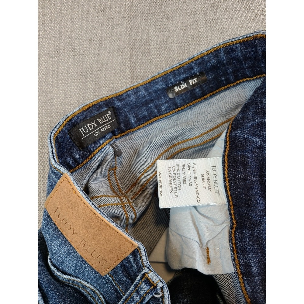 Judy Blue Jeans Womens 11/30 Slim Fit Mid Rise Distressed Denim Stretch Pants - Picture 8 of 8